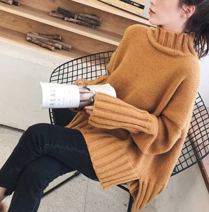 Red high-neck cashmere sweater