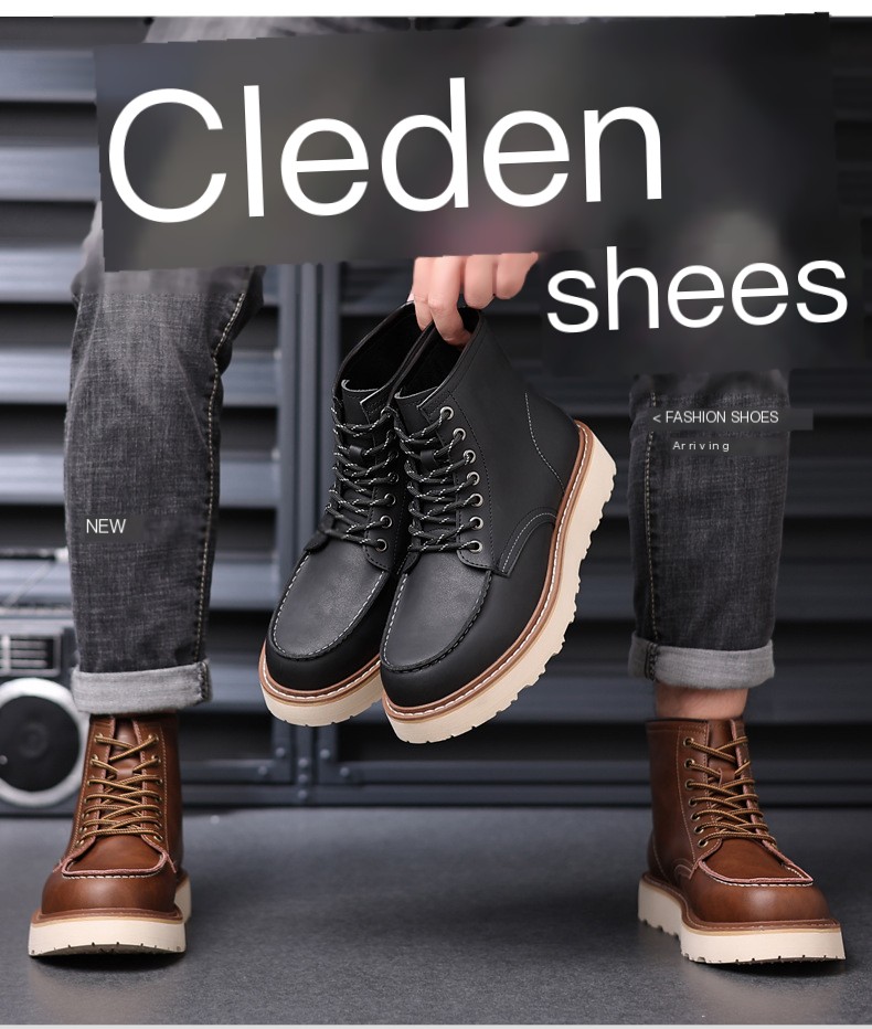 Mid-high men's British style tooling shoes 8