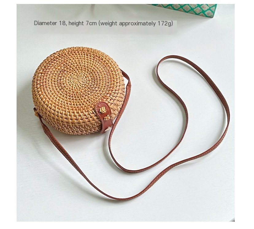 Round Rattan Shoulder Bag