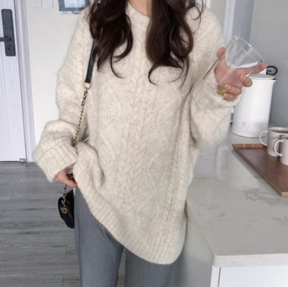 Orange Chunky Cable Knit Sweater