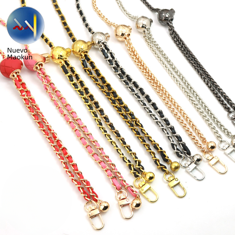 Chanel style bag shoulder strap messenger bag with high sense women's bag chain universal mobile phone chain adjustable gold bead bag chain image