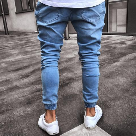 Men's Black Ripped Skinny Pants Image 3