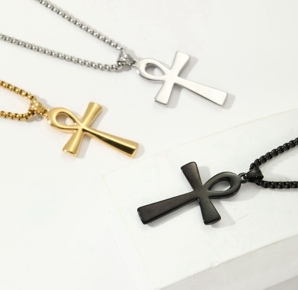 Ancient Egyptian Titanium Steel Cross Necklace Image 3