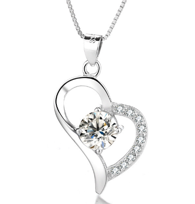 Heart Shaped Pendant Necklace Purple