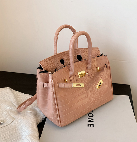 Crocodile Pattern Platinum Bag - Front View