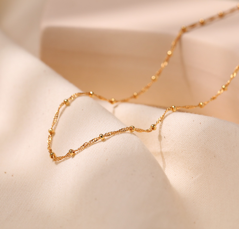 Gold Beaded Necklace Image 4