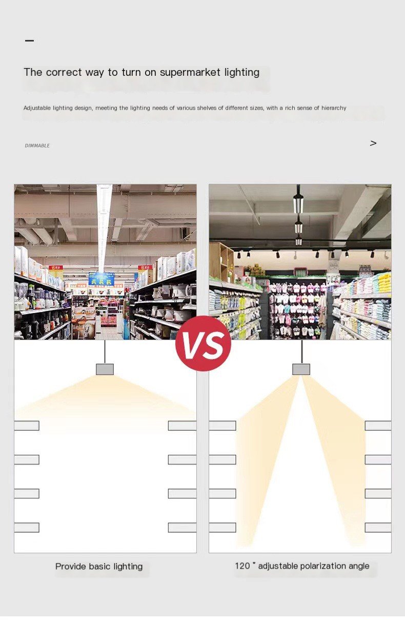 LED supermarket strip lights shopping mall supermarket office lighting ceiling lights grille lights adjustable shelf lights
