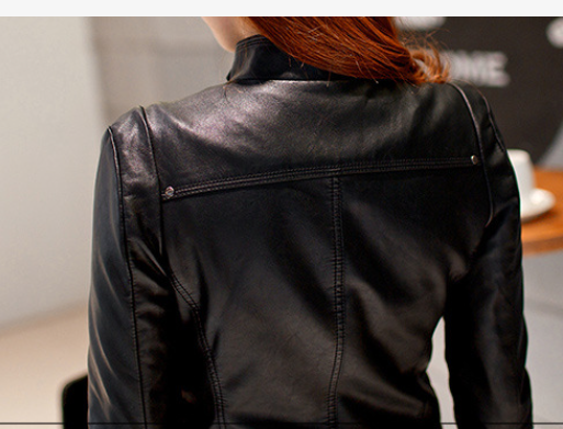 Pu leather white slim with zipper fleece ladies summer jacket