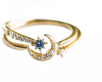 Star and Moon Legend Blue Zirconia Ring Set Image 1
