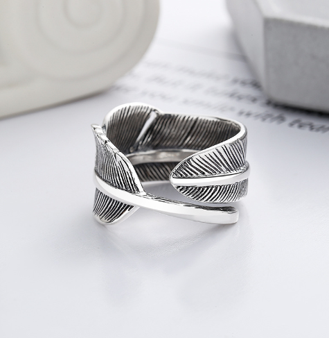 Eagle Head Feather Ring Image 2