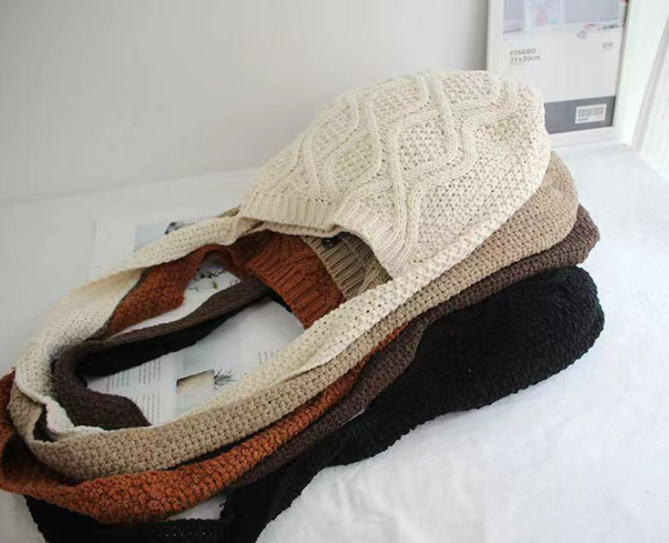 Literary Crochet Shoulder Bag - Khaki