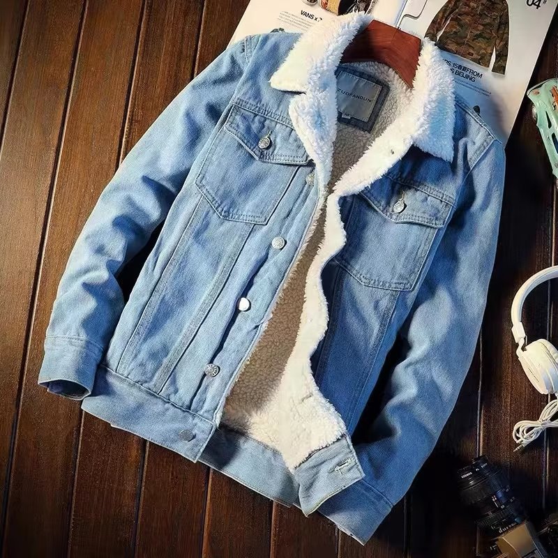 Winter vintage fleece denim jacket image