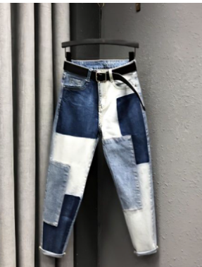 Contrasting Stitching Jeans Back View