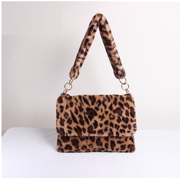 Plush Wallet Leopard Print Light Brown