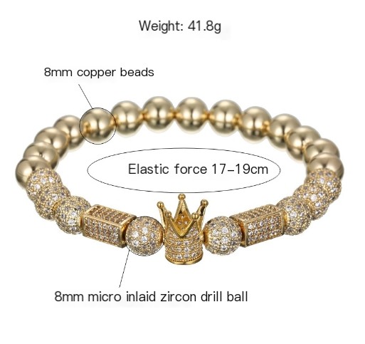 Elastic Copper Bead Bracelet - Gold