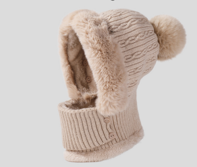 Lady's Velvet Thickened Thermal Beret Khaki