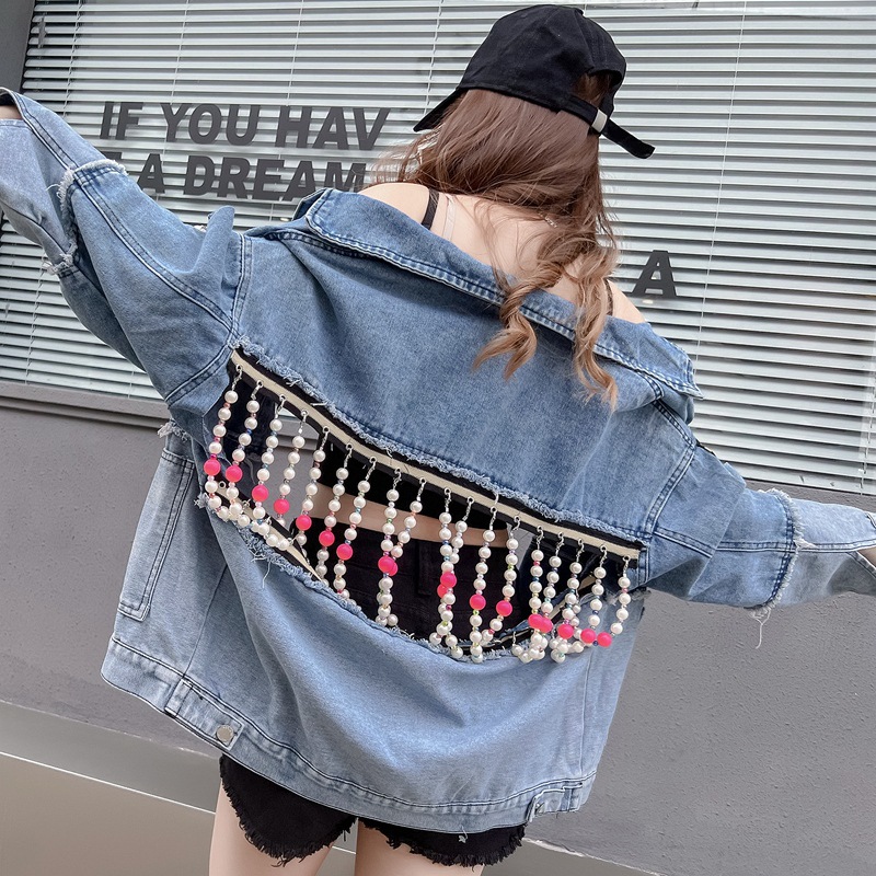 Embroidery Distressed Denim Jacket