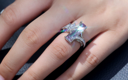 Rainbow Topaz Geometric Ring Image 2