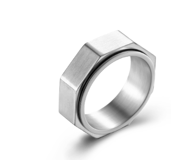 Hex Nut Fidget Ring Steel Color