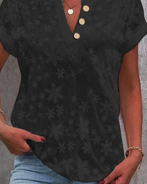 Model Wearing Floral Print Shirt