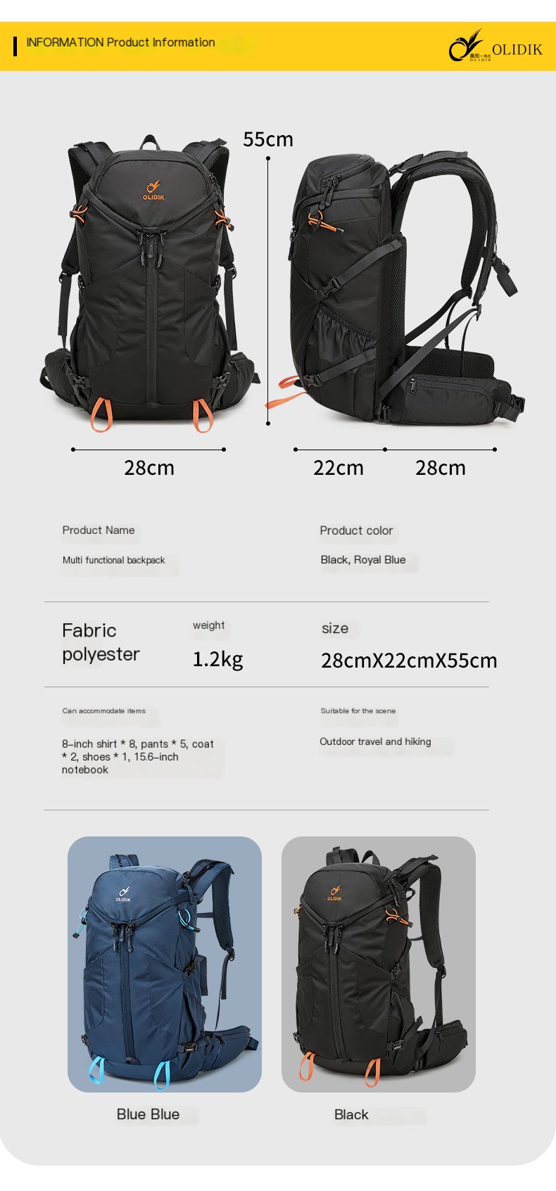 Hiking Backpack in Black