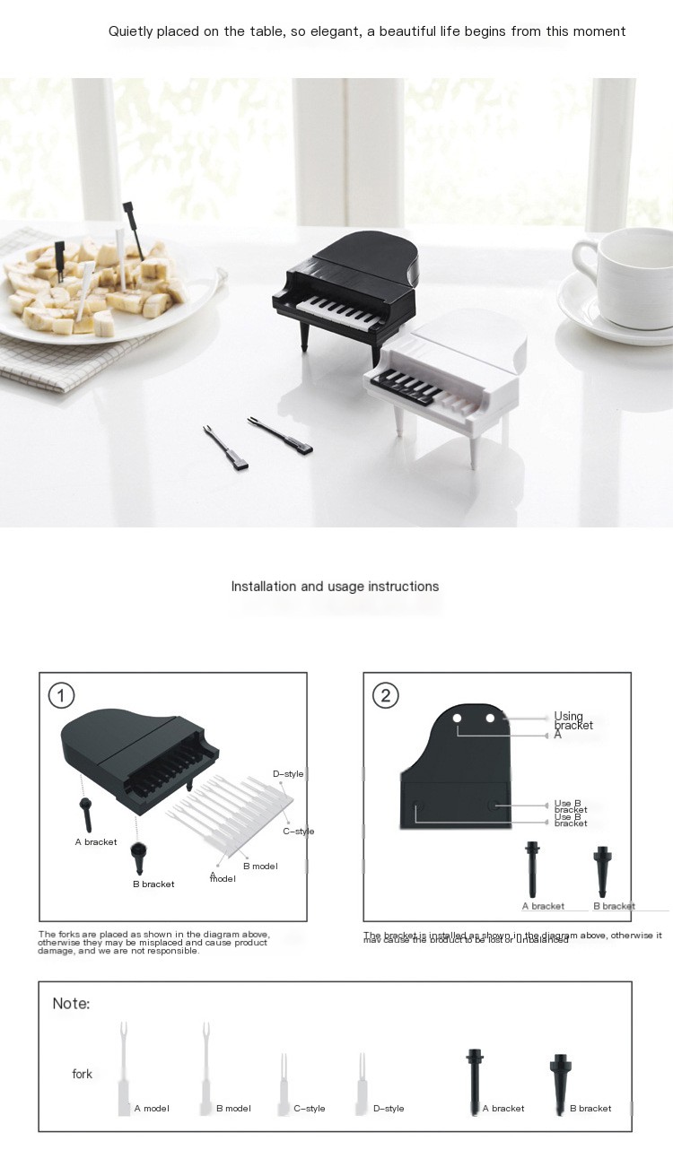 Piano Fruit Fork Set - In Use