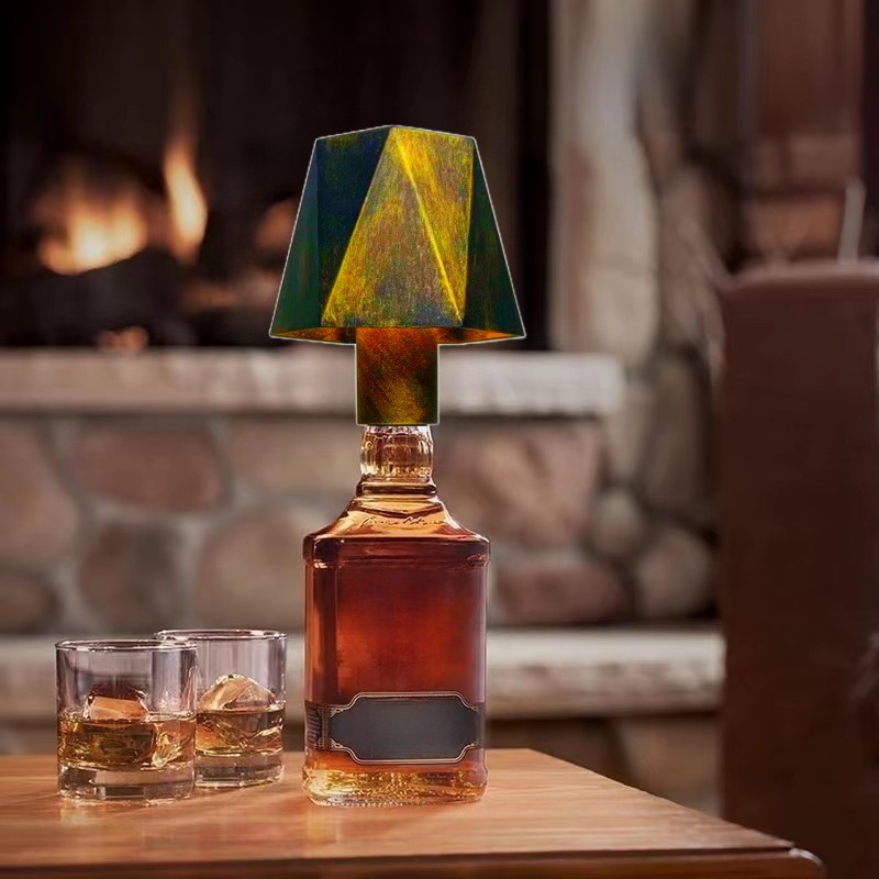 Bronze Octagonal Wine Bottle Table Lamp