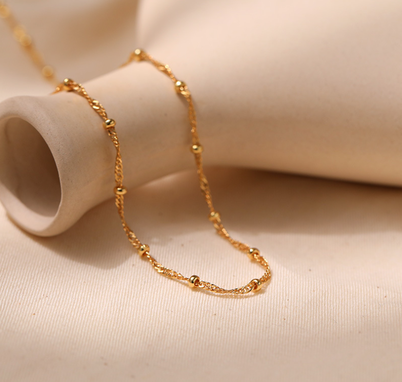Gold Beaded Necklace Image 5