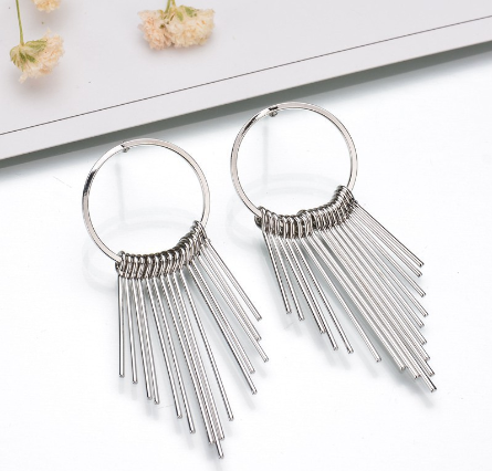 Silvery Fringed Earrings