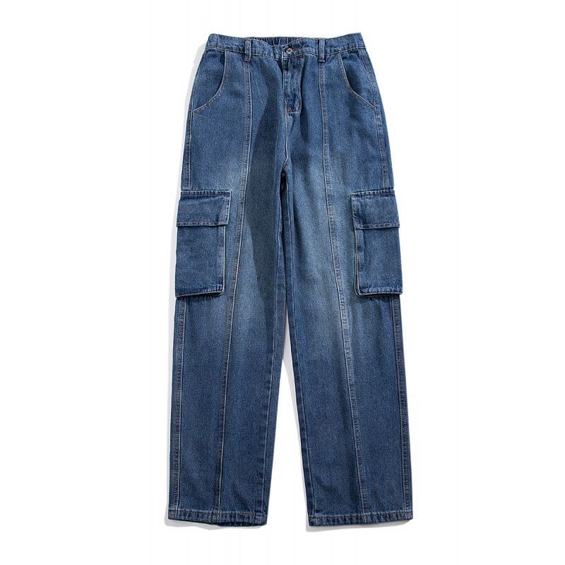 Wide Leg Work Jeans - Blue