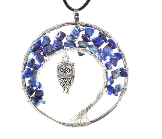 Owl Pendant Necklace - Tree of Life Design