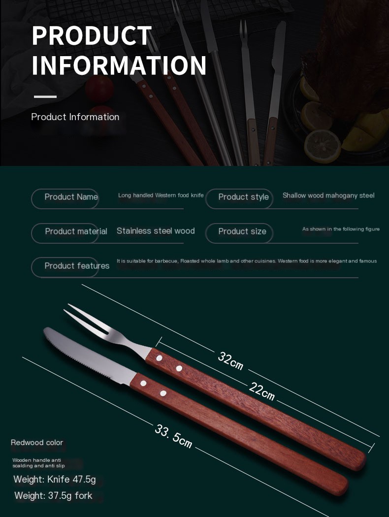 Tibetan Stainless Steel Lamb Knife and Fork Set 4