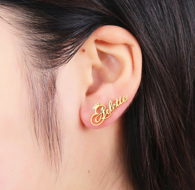 Custom Name Earrings - Rose Gold