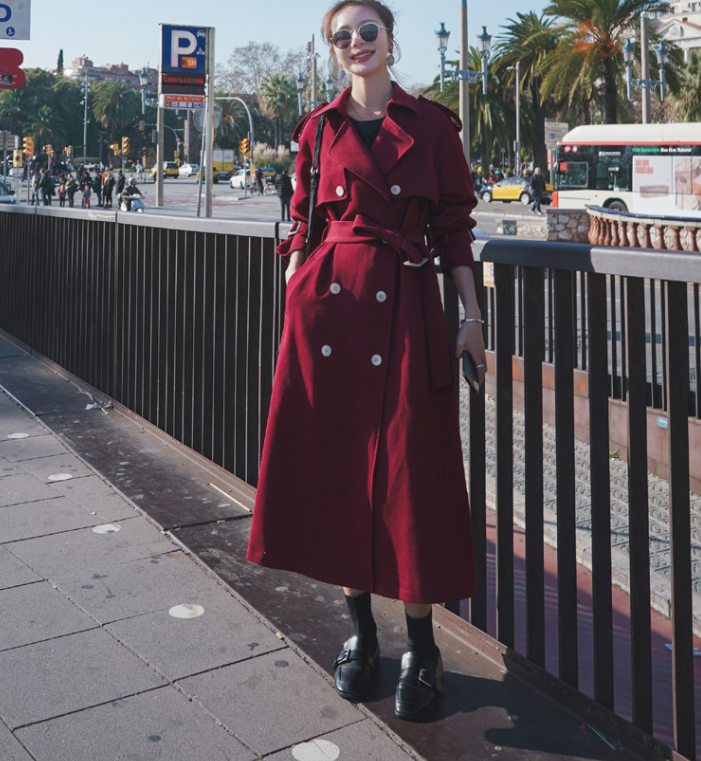 Rear View of Women's Woolen Coat