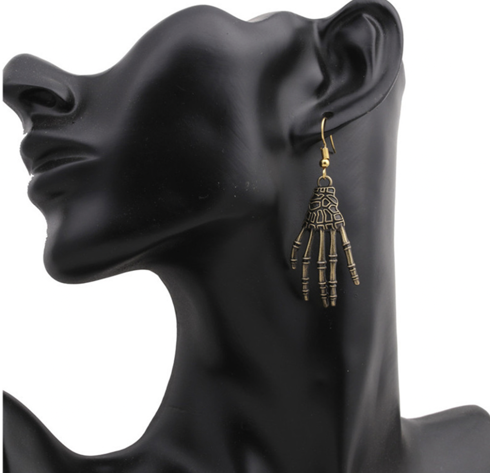 Skull and Spider Earrings Close-up