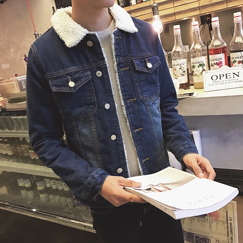 Men's Denim Jacket with Fleece Lining
