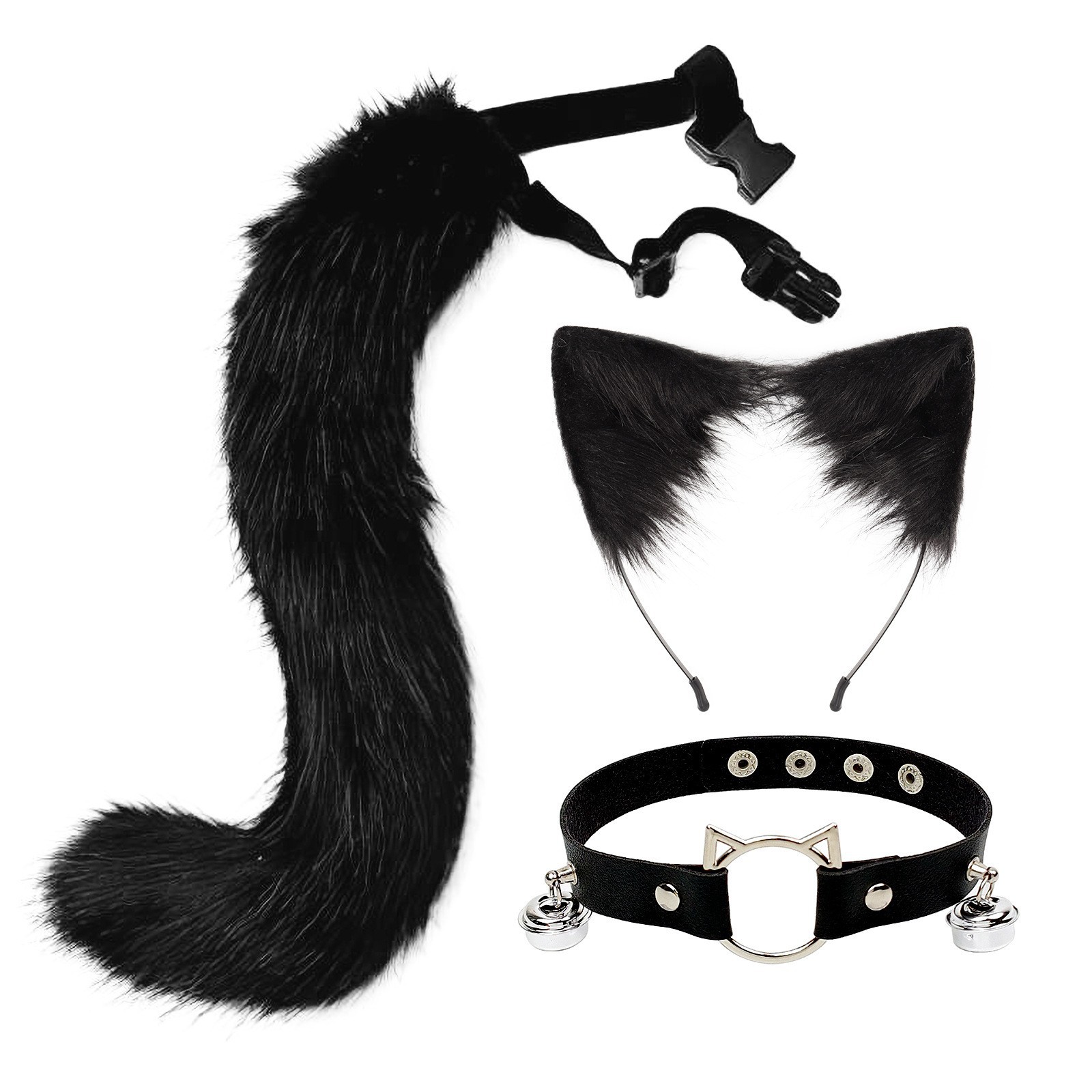 Hand-made imitation cat ear hairband fox tail accessories secondary beast ear beast tail set collar hairpin wholesale image
