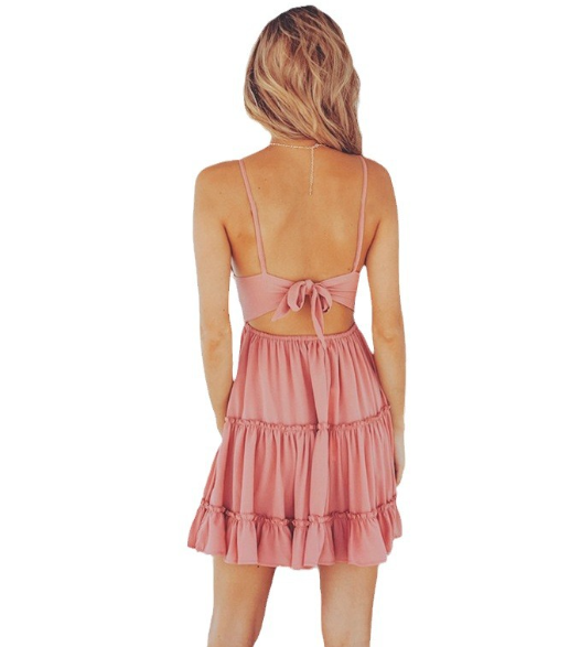 V-neck Chiffon Ruffled Dress 2