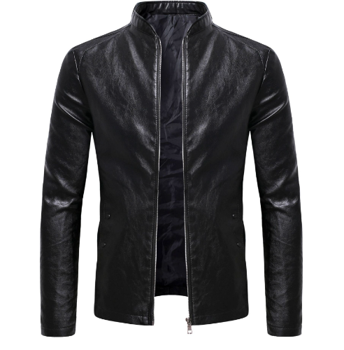Men's Motorcycle Slim Fit Leather Jacket Image 2