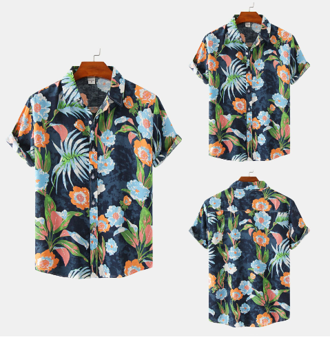 Flower Print Men’s Shirt Image 3