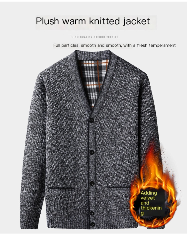 Men's Plush Knit Button Cardigan Sweater