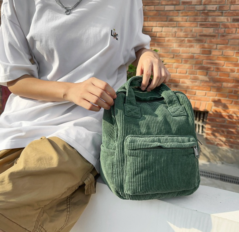 Korean Style Canvas Backpack Brown
