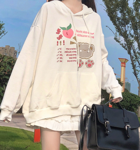 Japanese Cartoon Print Plus Velvet Sweater Image 3