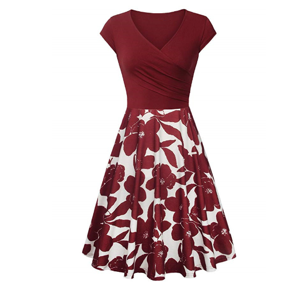 Retro Spliced Floral Hepburn-Style Maxi Dress Image 2
