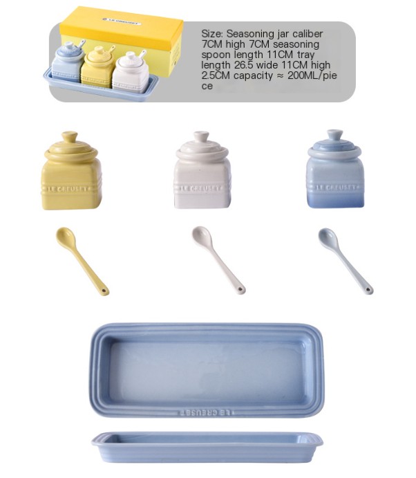 Stoneware Porcelain Spoon Seasoning Jar Set