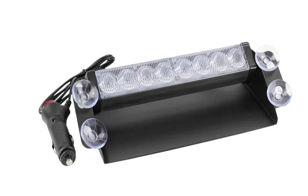 8 LED Police Lights Strobe Light For Car 12V Emergency Signal - Dashboard Interior Roof Windshield Safe Caution Hazard Light with Suction Cups