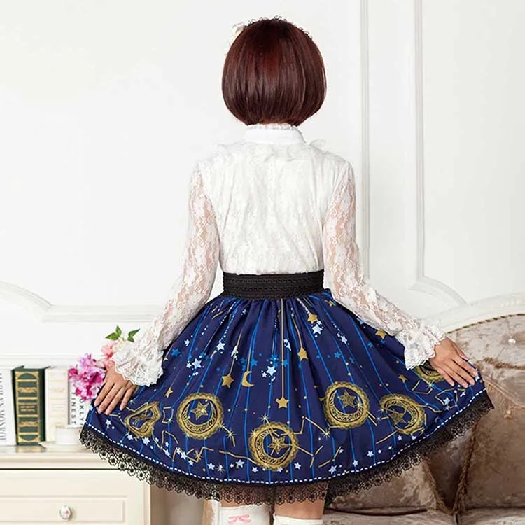 Mori Girl Blue Skater Skirt - Image 8
