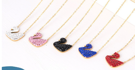 Rose Gold Black Swan Necklace Image 1