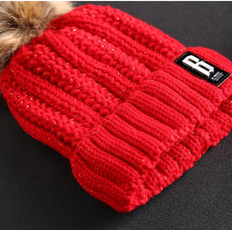 Knitted Hat with Pom-Pom