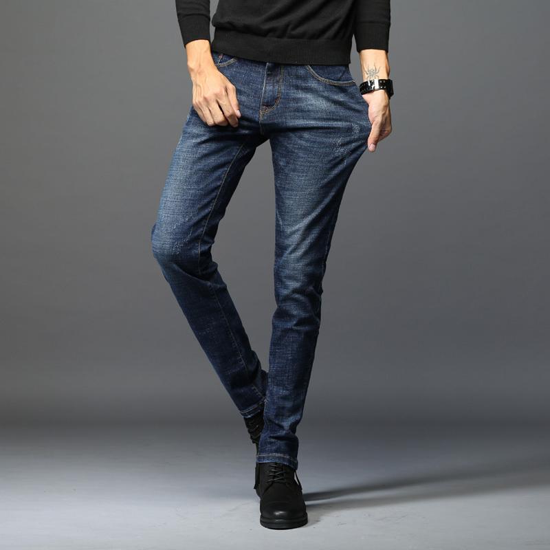 Blue Korean Slim-Fit Pants